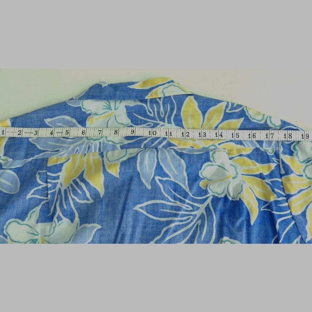 VTG Rai Nani Hawaiian Men's Shirt‎ Size M Blue Floral Tropical Made in Hawaii - Picture 8 of 8